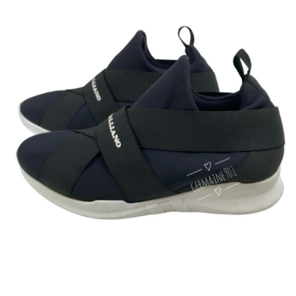 John Galliano Black Neoprene Slip On Sock Sneakers